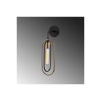 Amber LED Pütürlü Siyah Metal Aplik E27 Uyumlu 14x17x45 cm Oturma Odası Duvar Lambası, Siyah-3151