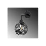Amber LED Pütürlü Siyah Metal Aplik E27 Uyumlu 17x27x30 cm Salon Duvar Lambası, Siyah-11870