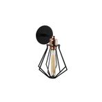 Amber LED Pütürlü Siyah Metal Aplik E27 Uyumlu 18x21x30 cm Oturma Odası Duvar Lambası, Siyah-1042