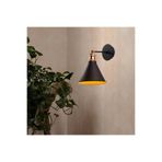 Amber LED Pütürlü Siyah Metal Aplik E27 Uyumlu 20x27x29 cm Yatak Odası Duvar Aydınlatma, Siyah-680
