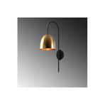 Amber LED Pütürlü Siyah Metal Aplik E27 Uyumlu 24x16x57 cm Oturma Odası Duvar Lambası, Siyah-3321