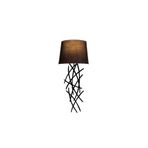 Amber LED Pütürlü Siyah Metal Aplik E27 Uyumlu 28x15x72 cm Oturma Odası Duvar Lambası, Siyah-6984
