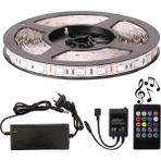 Amber LED Rgb Şerit LED Sese ve Müziğe Duyarlı Kumanda 5050 3 Çipli 10 Metre 12 V