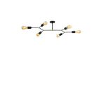 Amber LED Rustik 6'lı Plafönyer Pütürlü Siyah Metal Gövde ile Salon ve Yatak Odası için E27 Uyumlu Aydınlatma, Siyah-1242