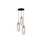 Amber LED Şık Metal 3'lü Tepsi Sarkıt Pütürlü Siyah E27 Uyumlu, Siyah-2021