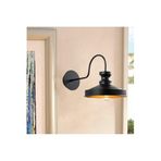 Amber LED Şık Metal Gövde Tekli Aplik Siyah E27 Uyumlu, Siyah-182BLACK