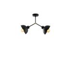 Amber LED Şık Metal Gövdeli 2'Li Plafönyer Salon ve Yatak Odası için E27 Uyumlu, Siyah-1116
