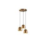 Amber LED Şık Metal Gövdeli 3'lü Tepsi Sarkıt Mutfak ve Salon için E27 Uyumlu, Altın-10670
