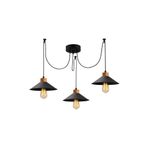 Amber LED Şık Metal Gövdeli 3'lü Tepsi Sarkıt Mutfak ve Salon için E27 Uyumlu, Siyah-546