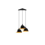Amber LED Şık Metal Gövdeli 3'lü Tepsi Sarkıt Mutfak ve Salon için E27 Uyumlu, Siyah-6071