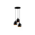 Amber LED Şık Metal Gövdeli 3'Lü Tepsi Sarkıt Mutfak ve Salon için E27 Uyumlu, Siyah-6276