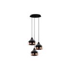 Amber LED Şık Metal Gövdeli 3'lü Tepsi Sarkıt Parlak Siyah E27 Uyumlu, Siyah-6871