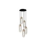Amber LED Şık Metal Gövdeli 5'Li Tepsi Sarkıt Avize Mutfak ve Salon için E27 Uyumlu, Siyah-2041