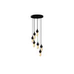 Amber LED Şık Metal Gövdeli 7'Li Tepsi Sarkıt Avize Mutfak ve Salon için E27 Uyumlu, Siyah-6246