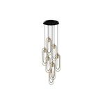 Amber LED Şık Metal Gövdeli 7'Li Tepsi Sarkıt Siyah Mutfak ve Salon Aydınlatması E27 Uyumlu, Siyah-2051