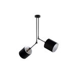 Amber LED Şık Metal Gövdeli Abajur Başlıklı 2'Li Avize Mutfak ve Salon için E27 Uyumlu, Siyah-1411