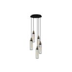 Amber LED Şık Metal Gövdeli Tel 5'Li Tepsi Sarkıt Modern Aydınlatma, Siyah-4