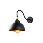 Amber LED Şık Pütürlü Siyah Metal Aplik E27 Duvar Lambası 21x32x28 cm Salon Yatak Odası, Siyah-3742