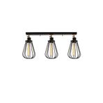 Amber LED Tel 3'lü Plafönyer Pütürlü Siyah Modern Aydınlatma E27 Uyumlu, Siyah-1118