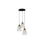 Amber LED Tel 3'lü Tepsi Sarkıt Modern Metal Gövde E27 Uyumlu, Siyah-6671