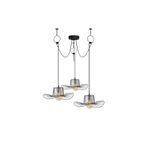 Amber LED Tel 3'lü Tepsi Sarkıt Modern Metal Gövdeli E27 Uyumlu, Siyah-6741