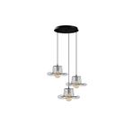 Amber LED Tel 3'lü Tepsi Sarkıt Modern Metal Gövdeli Mutfak Aydınlatma E27 Uyumlu, Siyah-6776