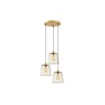 Amber LED Tel 3'lü Tepsi Sarkıt Parlak Gold Modern Aydınlatma E27 Uyumlu, Altın-2