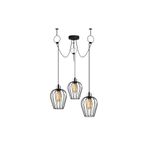 Amber LED Tel 3'lü Tepsi Sarkıt Pütürlü Siyah Metal Gövde ile Mutfak ve Salon Aydınlatması, Siyah-6686