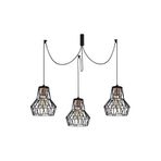 Amber LED Tel 3'lü Tepsi Sarkıt Pütürlü Siyah Metal Gövde ile Salon ve Mutfak Aydınlatma, Siyah-1053