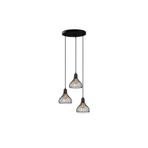 Amber LED Tel 3'lü Tepsi Sarkıt Pütürlü Siyah Metal Gövde ile Salon ve Yatak Odası Aydınlatma, Siyah-12160