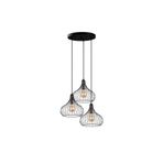 Amber LED Tel 3'lü Tepsi Sarkıt Pütürlü Siyah Metal Gövde ile Salon ve Yatak Odası için E27 Uyumlu Aydınlatma, Siyah-11915