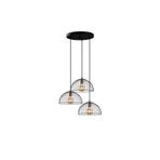 Amber LED Tel 3'lü Tepsi Sarkıt Pütürlü Siyah Metal Gövde ile Salon ve Yatak Odası için E27 Uyumlu Aydınlatma, Siyah-11985