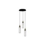 Amber LED Tel 3'lü Tepsi Sarkıt Pütürlü Siyah Metal Gövdeli E27 Uyumlu, Siyah-3