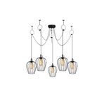 Amber LED Tel 5'Li Tepsi Sarkıt Pütürlü Siyah Metal Gövde ile Modern Aydınlatma, Siyah-6691