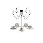 Amber LED Tel 5'Li Tepsi Sarkıt Pütürlü Siyah Metal Gövde ile Modern Aydınlatma, Siyah-6761