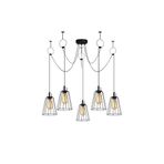 Amber LED Tel 5'Li Tepsi Sarkıt Pütürlü Siyah Metal Gövdeli E27 Uyumlu, Siyah-6656
