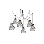 Amber LED Tel 6'lı Tepsi Sarkıt Pütürlü Siyah Metal Gövde ile Oturma Odası Aydınlatma, Siyah-1054