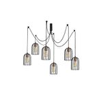 Amber LED Tel 6'lı Tepsi Sarkıt Pütürlü Siyah Metal Gövde ile Salon ve Yatak Odası Aydınlatması, Siyah-1217