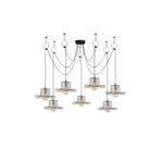 Amber LED Tel 7'Li Tepsi Sarkıt Pütürlü Siyah Metal Gövde ile Modern Aydınlatma, Siyah-6766