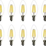 AmberLED 10 Adet Buji Ampul 4W Şeffaf Filament Rustik LED Ampul – E14 Duy, 3200K Günışığı Işık - Cata - Avize Ampulü