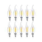 AmberLED 10 Adet Kıvrık Buji Ampul 4W Şeffaf Filament Rustik LED Ampul – E14 Duy, 3200K Günışığı Işık - Cata - Avize Ampulü