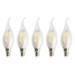AmberLED 5 Adet Kıvrık Buji Ampul 4W Şeffaf Filament Rustik LED Ampul – E14 Duy, 3200K Günışığı Işık - Cata - Avize Ampulü