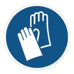 Ambiance Sticker Obligation Mandatory NF ISO7010 – Etiket tabela yapışkanlı yuvarlak laminat, suya ve UV ışınlarına dayanıklı, koruyucu eldivenler zorunlu – Çap 10 cm