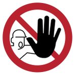 Ambiance Sticker Yuvarlak lamine levha yapıştırıcısı, su geçirmez ISO 7010 yapıştırıcı – UV ışınlarına dayanıklı lamine yapıştırıcı – tutuklama yasaktır – Çap 15 cm
