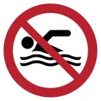 Ambiance Sticker Yuvarlak lamine levha yapıştırıcısı, su geçirmez ISO 7010 yapıştırıcı, UV ışınlarına dayanıklı lamine yapıştırıcı, yüzmek yasaktır, çap 40 cm