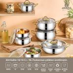 Amboss 14 Parça Hot Prime Indüksiyon Uyumlu Paslanmaz Çelik Tencere Seti ve Çelik Saklama Kabı