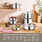 Amboss 14 Parça Medium Prime Indüksiyon Uyumlu Paslanmaz Çelik Tencere Seti ve Çelik Saklama Kabı