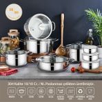 Amboss 16 Parça Cool Prime Gümüş Paslanmaz Çelik Tencere Seti ve Çelik Saklama Kabı