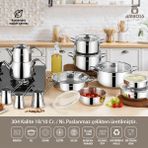 Amboss 20 Parça Master Prime Gümüş Paslanmaz Çelik Tencere Seti Çelik Saklama Kabı