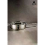 Amboss 26x6 cm Nova Paslanmaz Çelik Cam Kapaklı Tava